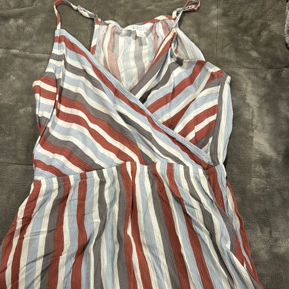 Striped Sleeveless Wrap Dress